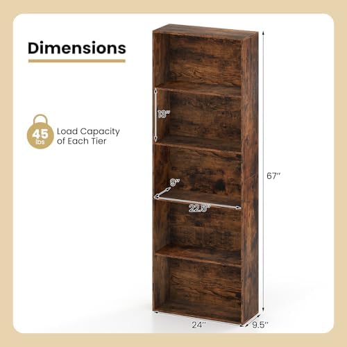 GIANTEX 5-Tier Bookshelf, Freestanding Bookcase - Image 3
