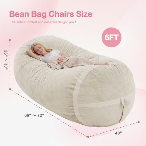 6FT Bean Bag Chair 6'Giant Bean Bag Chairs - Image 2