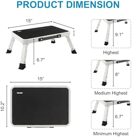 Valeo Folding Step Stool, Adjustable Step Stool - Image 3