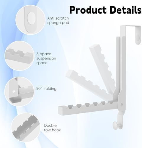 4 Pack Over The Door Hanger Folding Clothes Drying Rack, Folding Hanging Coat - Image 4
