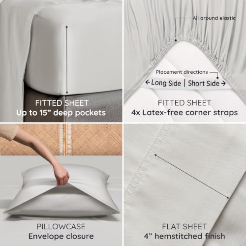 Bambaw 100% Viscose Derived from Bamboo Bed Sheets Full Size Set – 4pcs - Image 5
