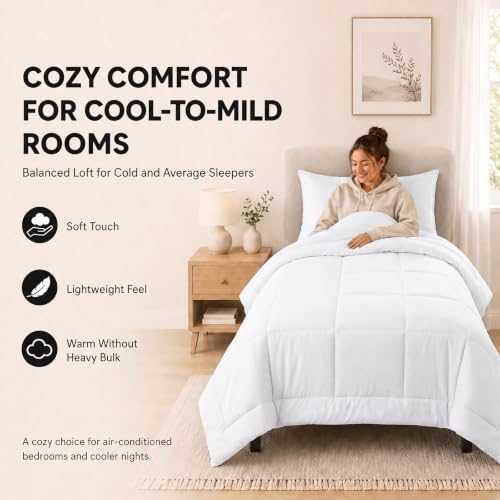 CozyLux Twin Comforter Set White - Image 4