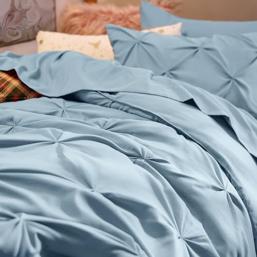 Bedsure Twin Comforter Set & Sheet Set, 5-Piece Light Blue Bedding Set - Image 5