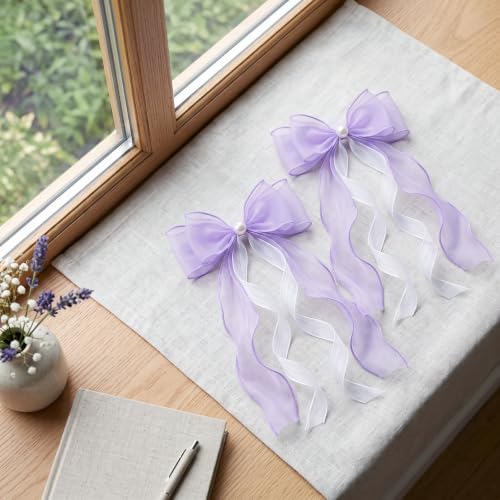 Lavender Purple Organza Bow Curtain Tiebacks 6-Pack, Curtain Holdbacks - Image 7
