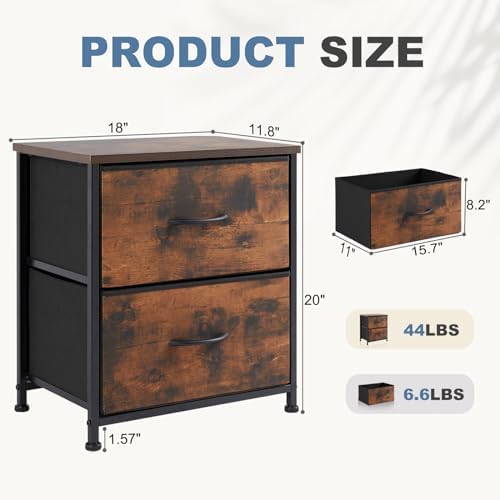 DUMOS Nightstand Set of 2, Small Dresser - Image 3