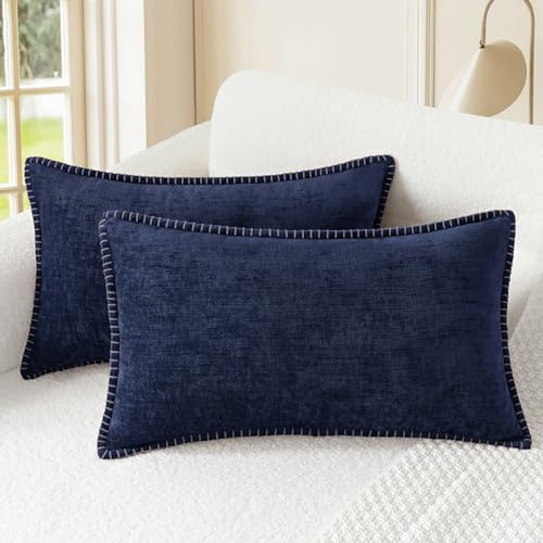 CaliTime Decorative Couch Throw Pillow Covers 20 X 12 Inches Navy Blue by CaliTime
