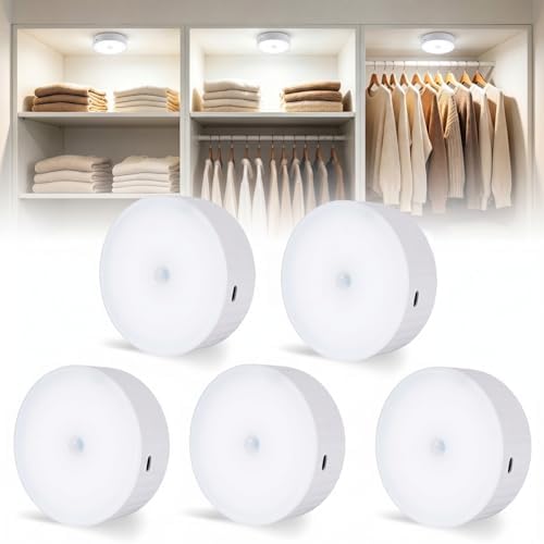 2000mAh Puck Lights 5Pack, 3.5" Wireless Closet Lights, Cool White by Unknown