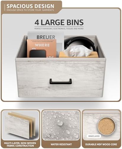 Sorbus 4 Drawer Dresser, Wood Top & Fabric Drawers - Image 5