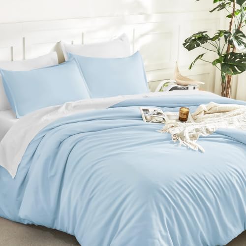 Litanika Light Blue Comforter Full Size, 3 Pieces Lightweight Solid Bed Set - Image 5