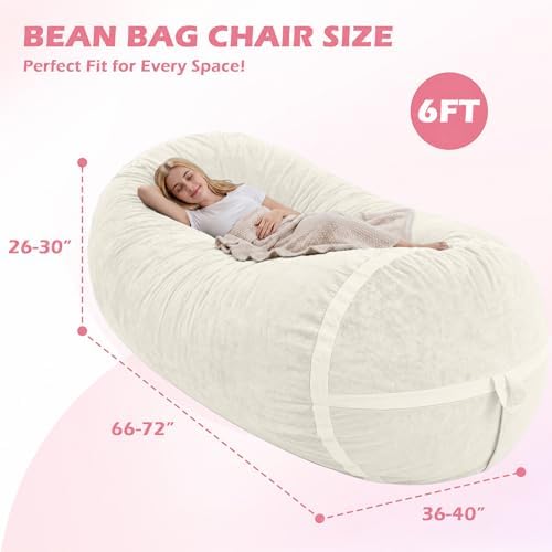 6FT Bean Bag Chair 6'Giant Bean Bag Chairs - Image 2