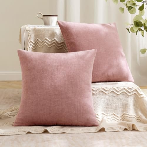 MIULEE Blush Pink Chenille Couch Throw Pillow Covers - Image 2