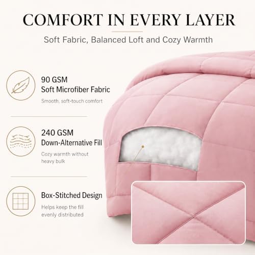 CozyLux Queen Comforter Set Pink - Image 3