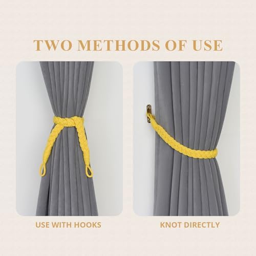 NICEEC 4 Pack Natural Cotton Rope Curtain Tiebacks Elegant Boho Style - Image 5
