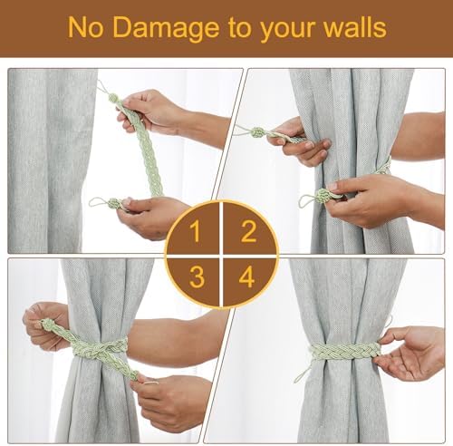 uxcell 4Pcs Curtain Tiebacks, 58cm/23 Braided Drapery Holdback Holder - Image 4