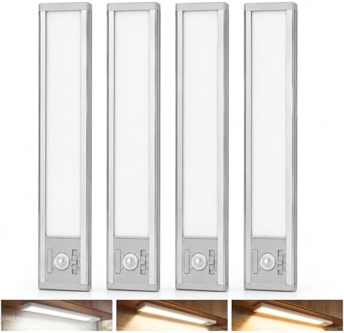 4Pack Aluminum Under Cabinet Lighting, 12inch Rechargeable Ultra-Thin Magnetic by WowGlad