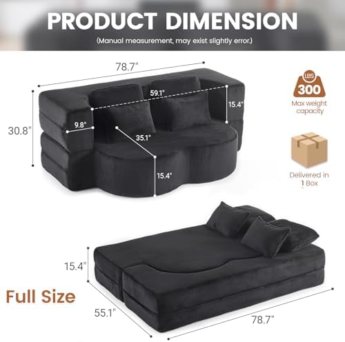 78” Convertible Sofa Bed, Full Size Sleeper Couch - Image 2