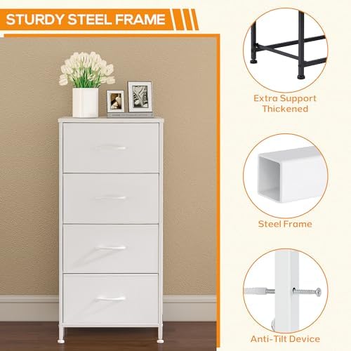 DUMOS Dresser for Bedroom, 4 Storage Drawers Tall Fabric Closet Chests - Image 6