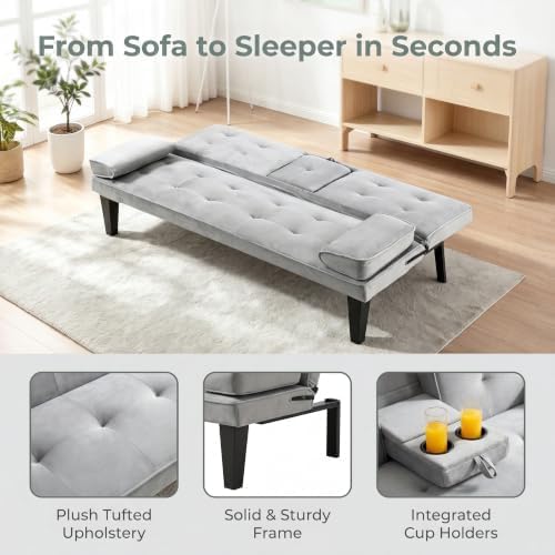 Convertible Sofa Bed, Small Futon Couch - Image 3