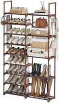 WOWLIVE 9 Tier 2-Column Shoe Rack, 30-35 Pairs Stackable Brown by WOWLIVE