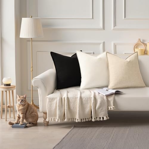 decorUhome Fall Black Linen Throw Pillow Covers 16x16 Set of 2 - Image 7