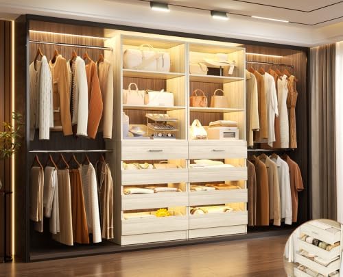 Aheaplus Closet System with 8 Drawers, 6-15Ft Custom Wood Closet Organizer by Aheaplus