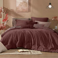 Monbix Queen Comforter Set 7 Pieces Cationic Dyeing Dark Red Bed in a Bag by Monbix