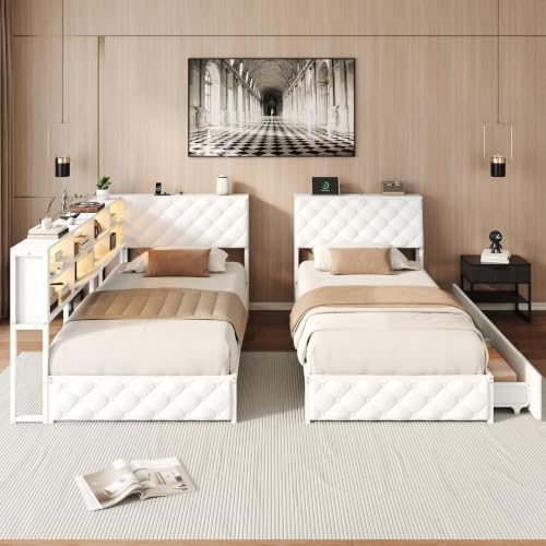 SOFTSEA King Size Corner Bed Frame, PU Upholstered L-Shaped Metal Daybed - Image 5