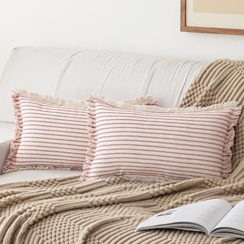 YEENAASY Throw Pillow Covers 12x20 Boho Striped Pillow Cases by YEENAASY