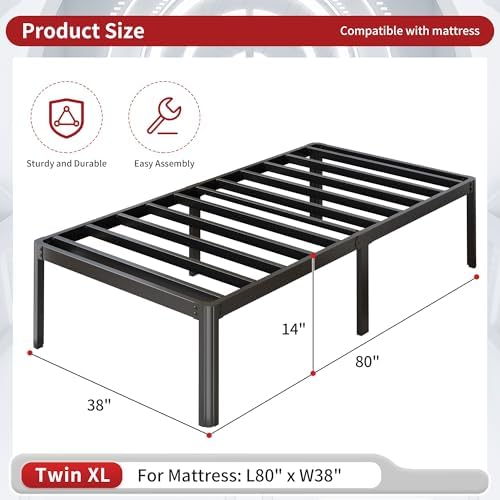 14 Inch Twin XL Bed Frame Heavy Duty - Image 2