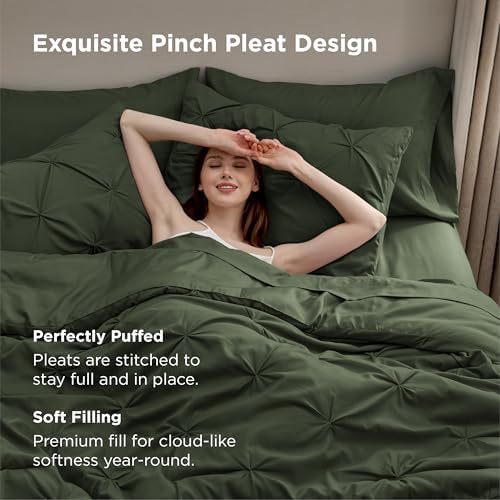 Bedsure 7-Piece Full Size Comforter Sets & Sheets, Olive Green Full Bedding - Image 4