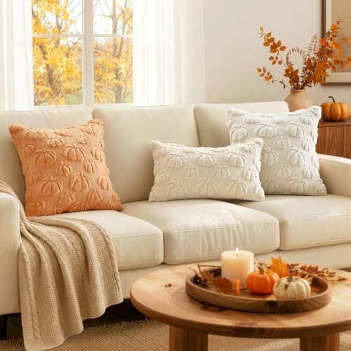 MIULEE Fall Decor Pillow Covers 12x20 Set of 2 Pumpkin Cream White - Image 3