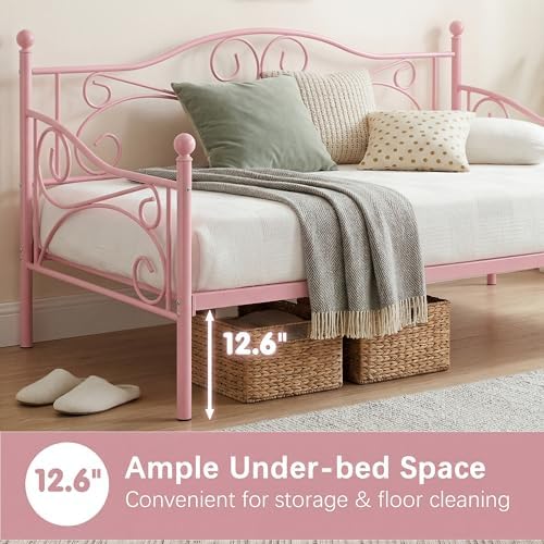 VECELO Twin Size Daybed Frame Metal Sofa Bed Mattress Foundation - Image 6