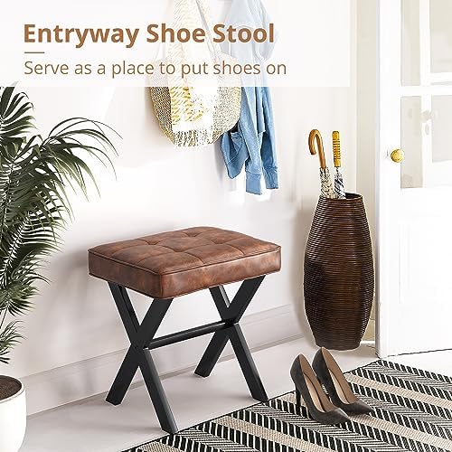 LUE BONA Vanity Stool, Square Faux Leather Makeup Stool - Image 4