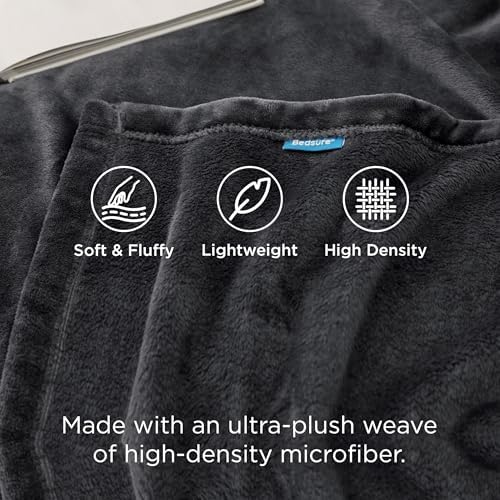 Bedsure GentleSoft Fleece Blanket California King Size Charcoal - Image 4