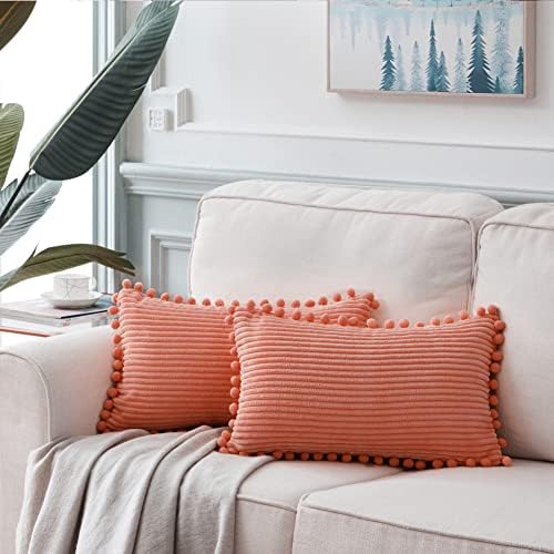 Fancy Homi Set of 2 Coral Lumbar Decorative Throw Pillow Covers 16x24 Inch - Image 6