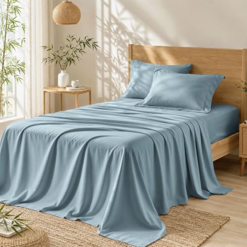 4 Piece Twin Sheets Set, Rayon Derived from Bamboo by akkialla