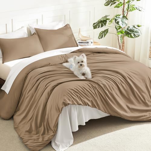 Litanika Taupe Oversized Queen Comforter Set, 3 Pieces Solid Bedding by Litanika