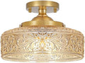 Gold Semi Flush Mount Ceiling Light, 3-Light Close to Ceiling Light by Daunton