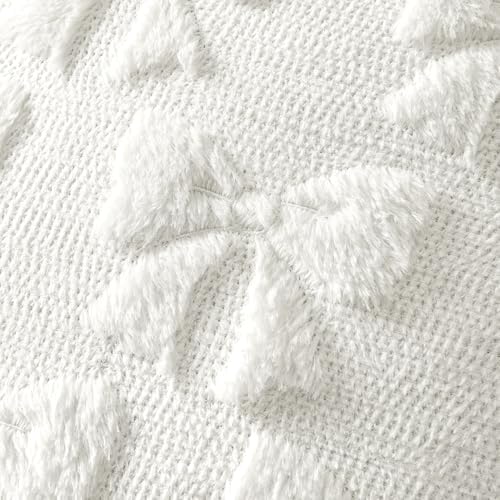MIULEE Pure White Bow Pillow Covers Coquette Room Decor 18x18 - Image 5