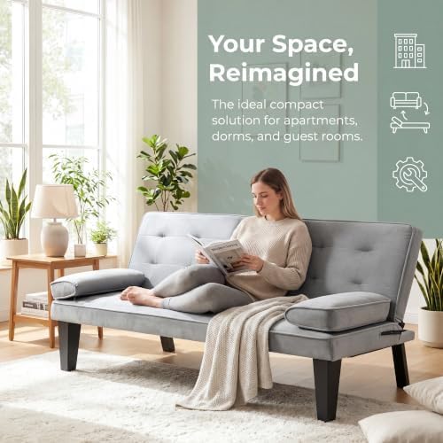 Convertible Sofa Bed, Small Futon Couch - Image 4