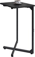 NEFROM C-Shaped End Table, Small Side Table for Couch, Sofa TV Tray Table for Living Room, Bedroom, Bedside ET-X-BKW1