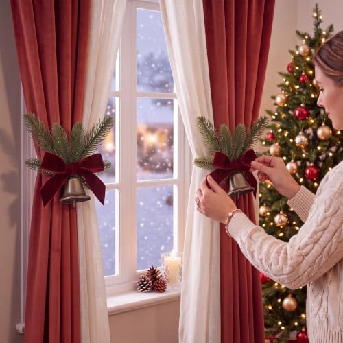 2 Pcs Christmas Bow Curtain Tiebacks - Image 3