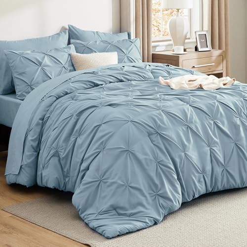 Bedsure 7-Piece California King Comforter Set & Sheets, Light Blue Bedding by BEDSURE