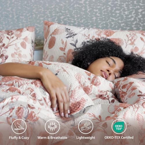 Lightweight Seersucker Botanical Comforter Set Twin Size, 2 Pieces Reversible - Image 5