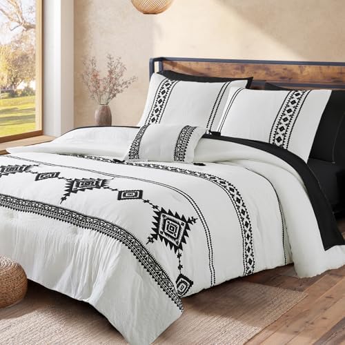MaiRêve Embroidery King Size Comforter Set 7 Pieces White Bed in a Bag by MaiR%C3%AAveHomeCollection