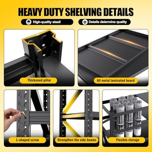 3-Pack 59" W Garage Shelving 4000LBS Heavy Duty Storage Shelves 3 Tier Metal - Image 6