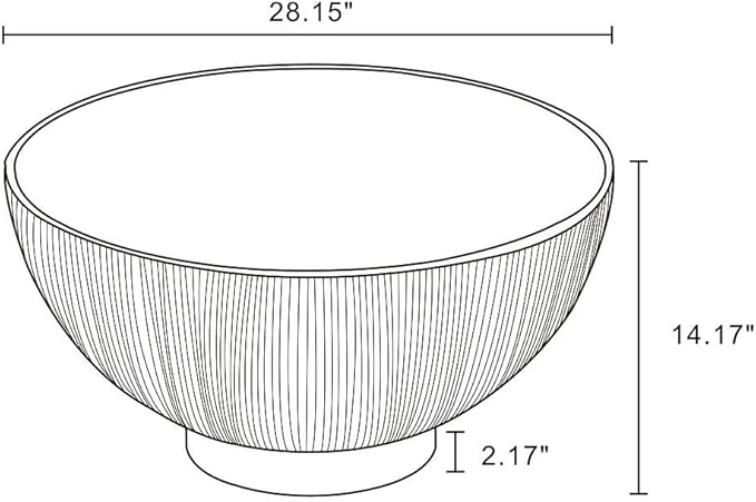 Manhattan Comfort Anderson Modern 28.15" Round Coffee Table 2.0 - Ceramic Marble Tabletop, Elegant Pleated Leatherette Details & Gold Base, Fully Assembled Accent Furniture, Set of 1, Cream