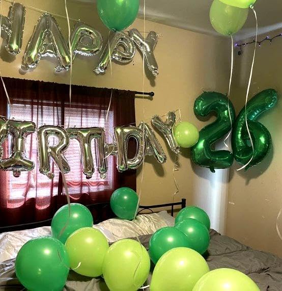 Green 40 Inch Large Number 25 Birthday Balloon, 25 Birthday Celebration Decorations, Foil 25 Mylar Helium Number 25 Balloons Anniversary Party Supplies