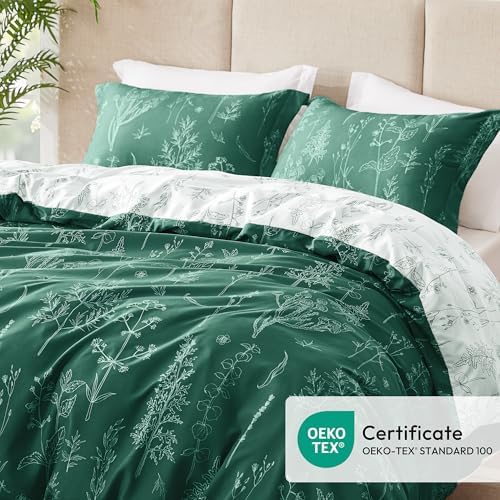 Love's cabin Floral Comforter Set Cute Bedding Full Reversible 3Pcs Green - Image 3