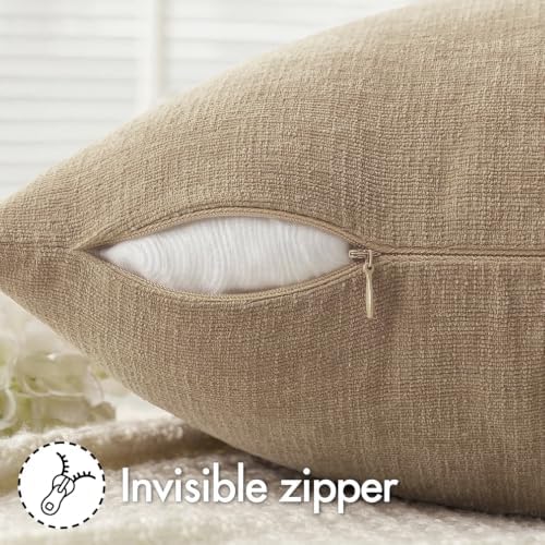 MIULEE Light Brown Chenille Couch Euro Throw Pillow Covers - Image 4